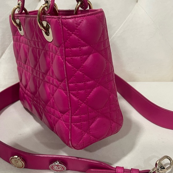 Lady Dior Pink Small Quilted with gold tone hardware pins strap - Picture 5 of 10